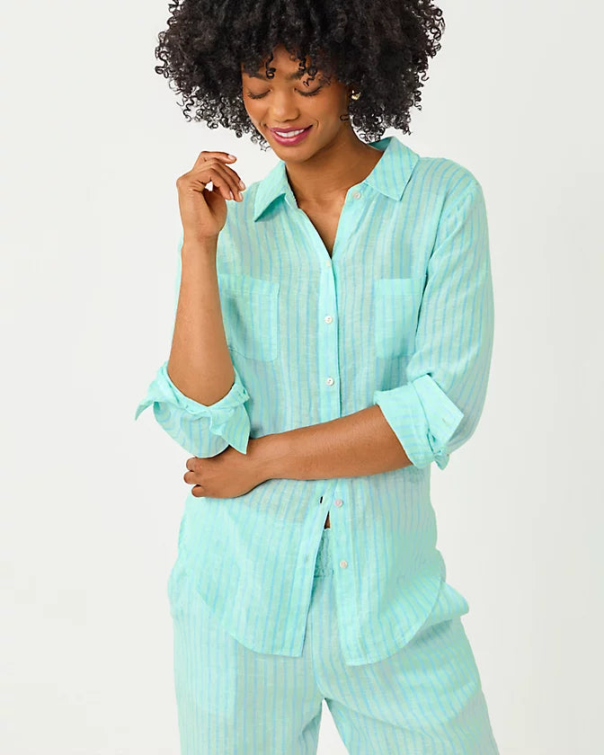 Sea View Button Down (Mint Condition X Blue Saint Tropez Stripe)
