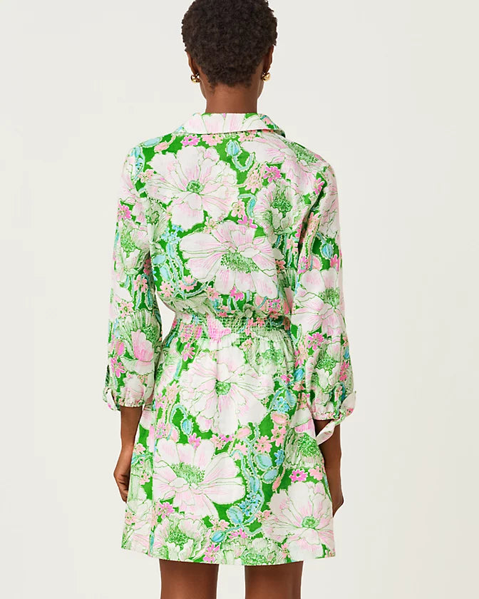 Abralynn Linen Shirtdress (Putting Green Poppyland)