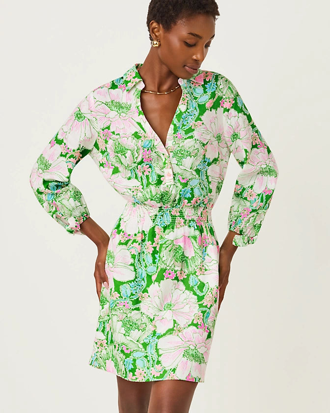 Abralynn Linen Shirtdress (Putting Green Poppyland)
