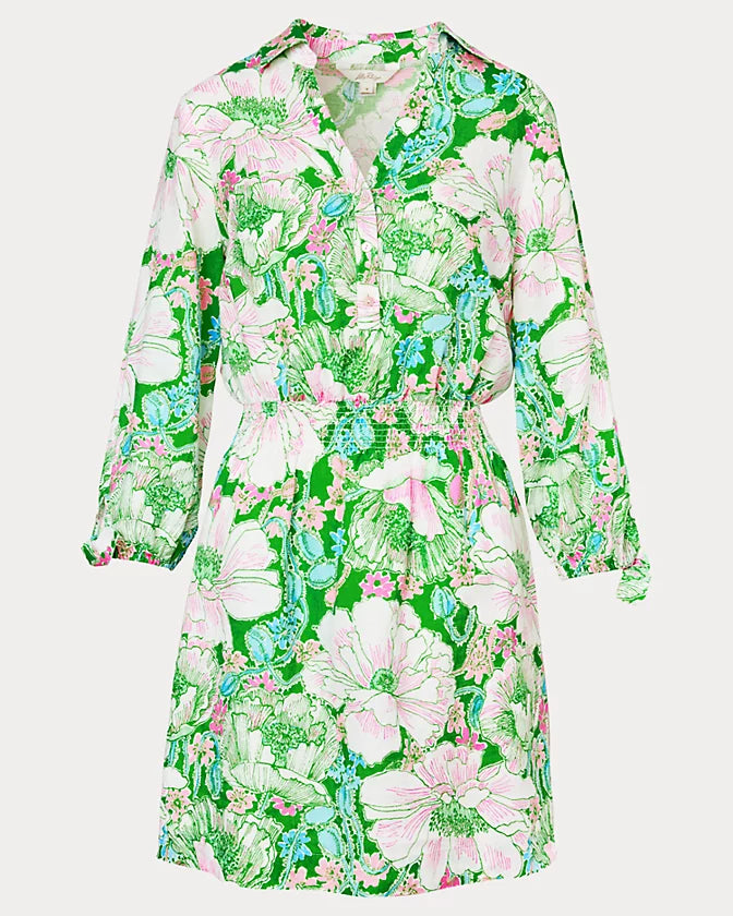 Abralynn Linen Shirtdress (Putting Green Poppyland)