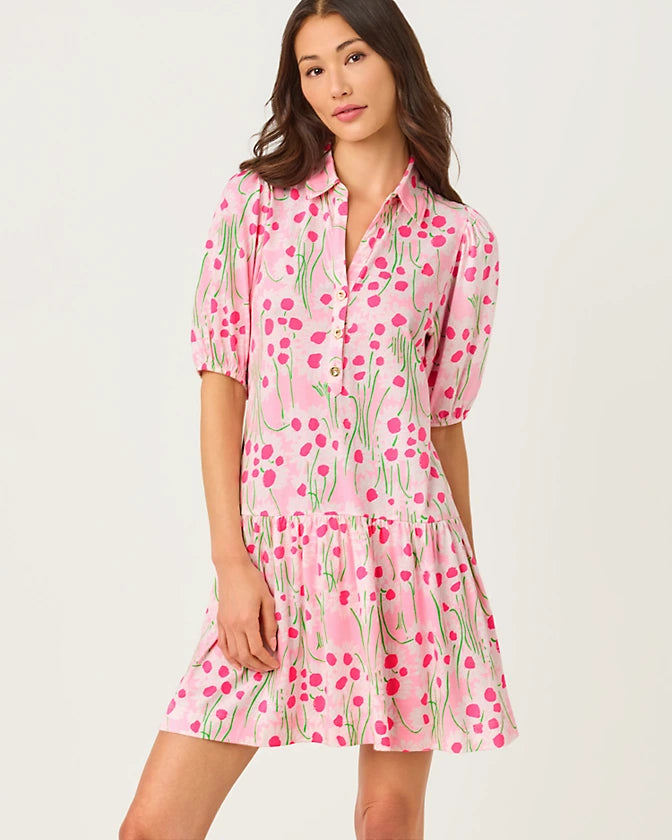 Bingley Dress (Conch Shell Pink Sunny Daisies)