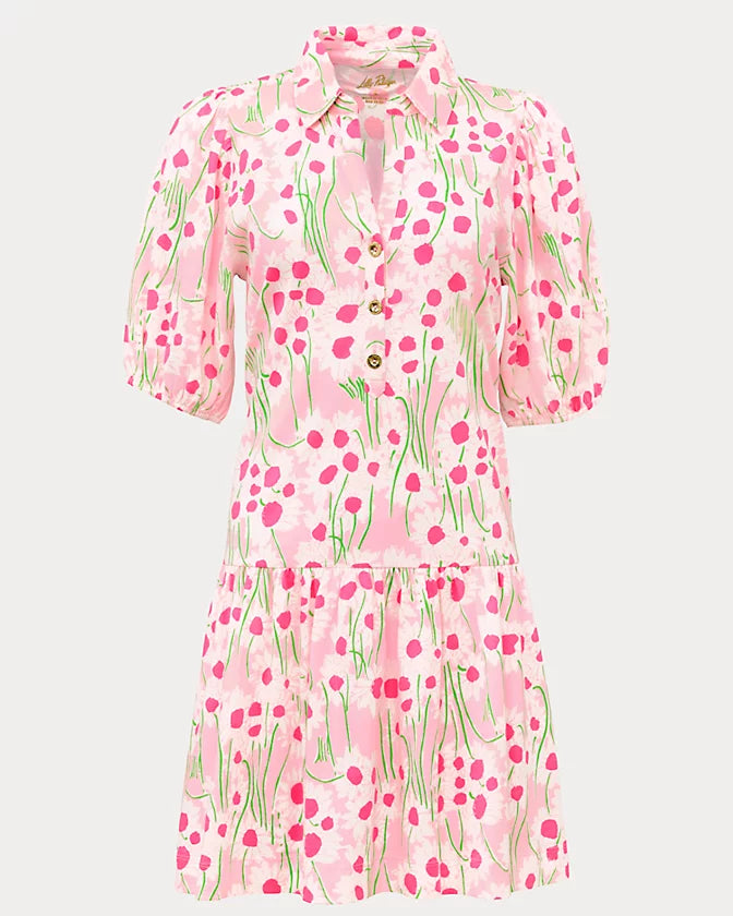 Bingley Dress (Conch Shell Pink Sunny Daisies)