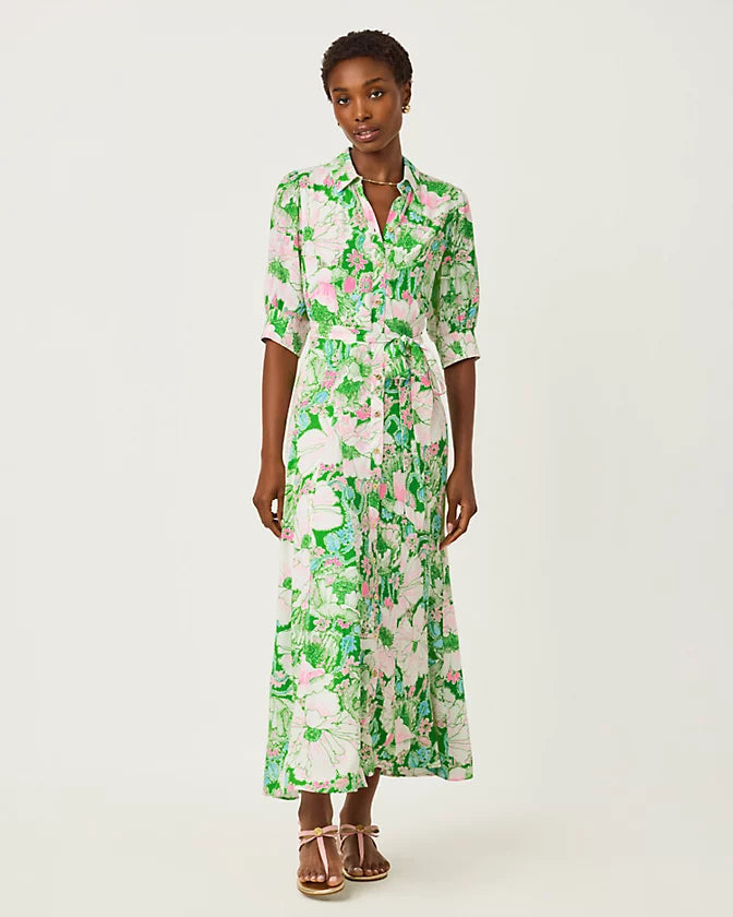 Larkyn Midi Shirtdress (Putting Green Poppyland)
