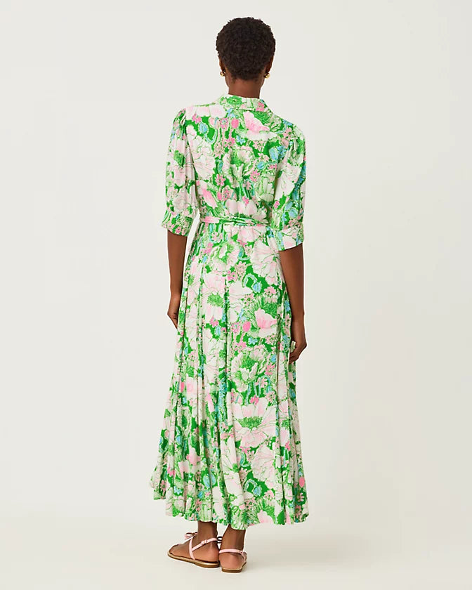 Larkyn Midi Shirtdress (Putting Green Poppyland)