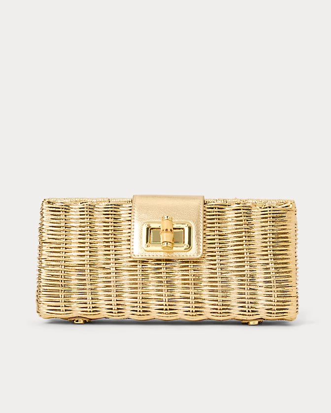 Leena Wicker Clutch (Gold Metallic)