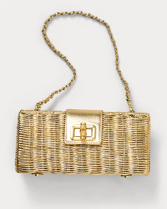 Leena Wicker Clutch (Gold Metallic)