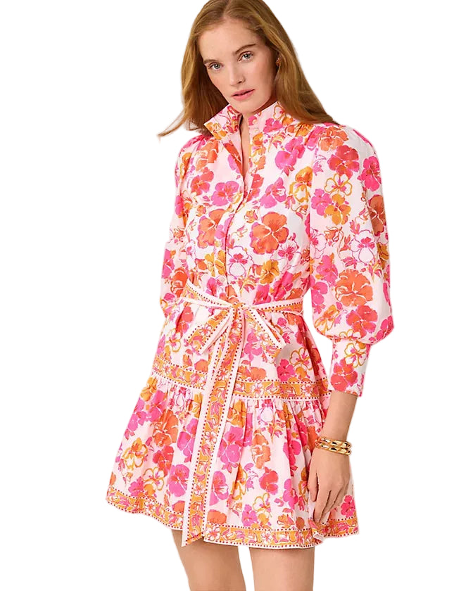 Drena Dress (Resort White Pansy Fansy)