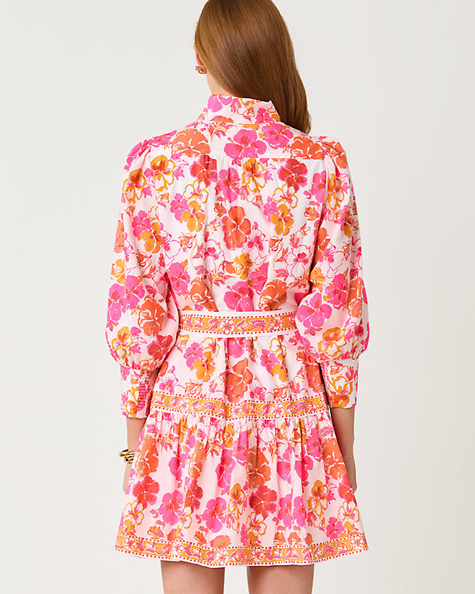 Drena Dress (Resort White Pansy Fansy)