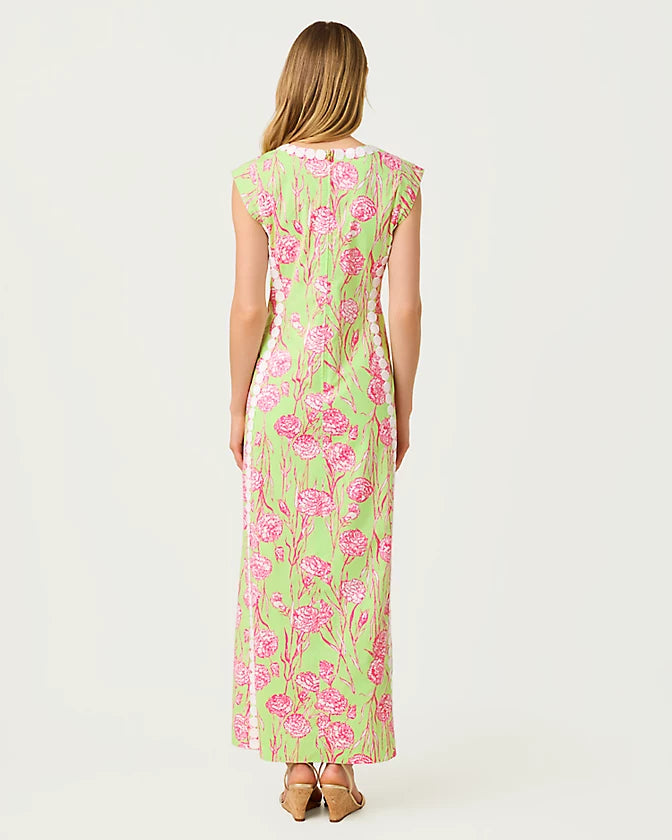 Rosalena Stretch Maxi Shift Dress (Pistachio Macaron Alina)