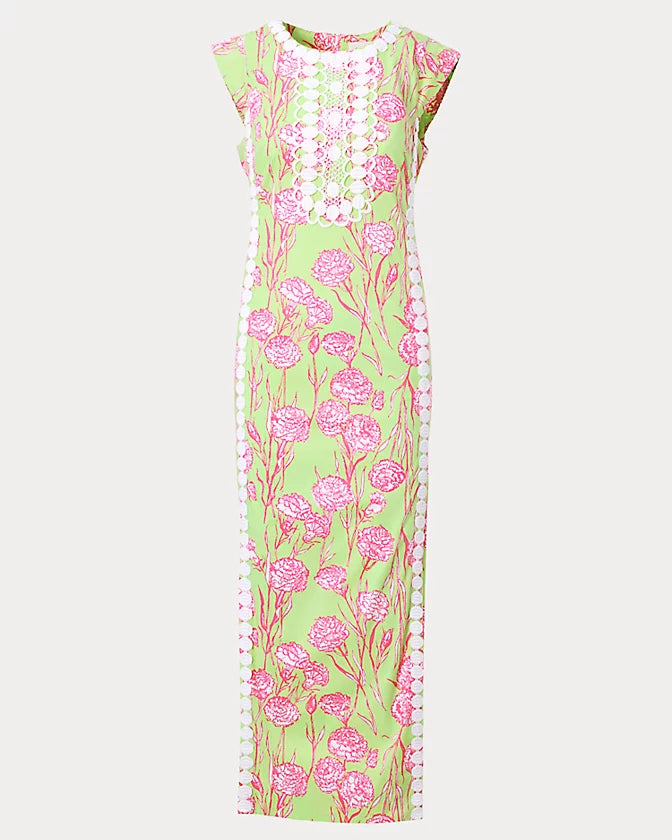 Rosalena Stretch Maxi Shift Dress (Pistachio Macaron Alina)