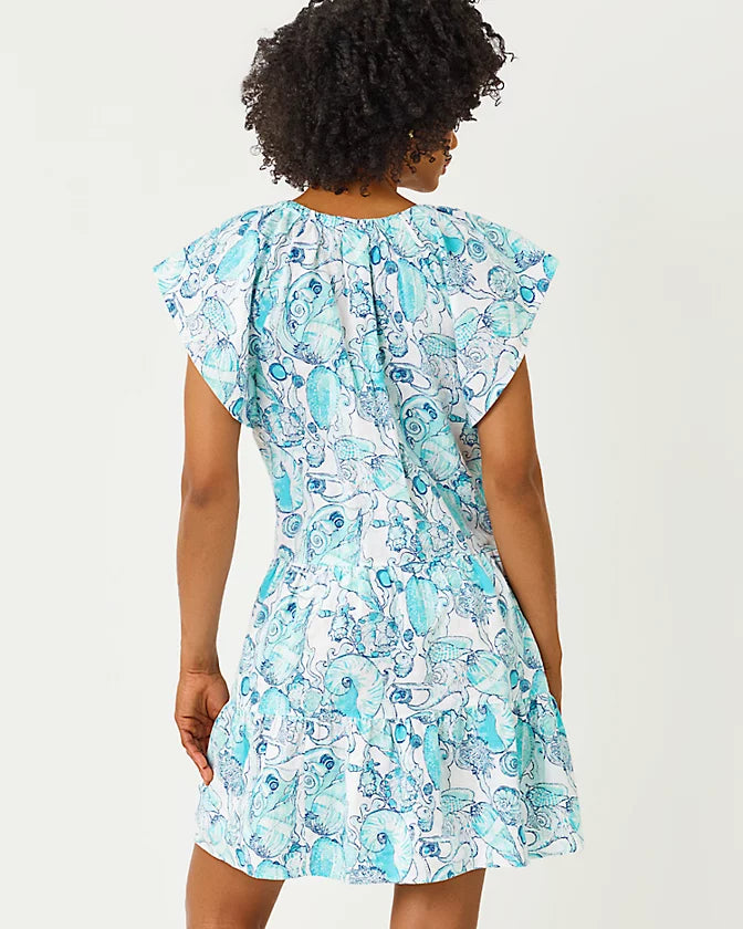 Norella Linen Dress (Resort White Shell Shine)