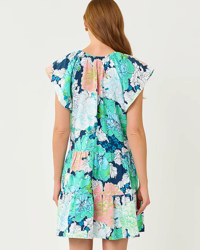 Norella Linen Dress (Starlight Navy Tennessees Hibiscus)