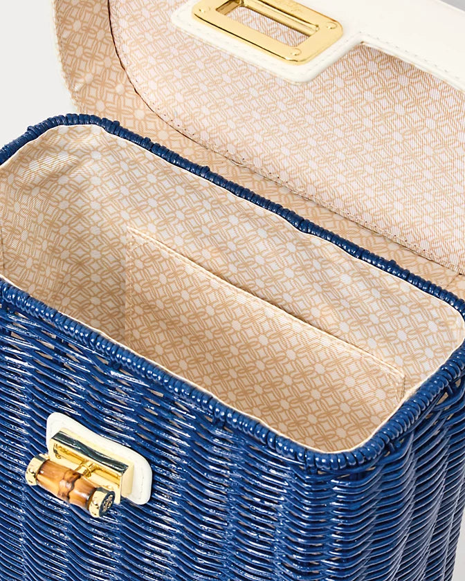 Sienna Top Handle Wicker Bag (Starlight Navy)