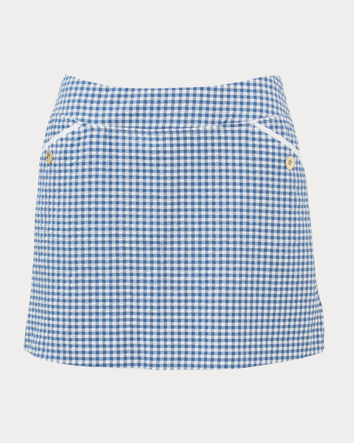 Thera Skort (Starlight Navy Mini Performance Gingham)