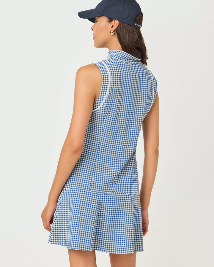 Kathy Flounce Dress (Starlight Navy Mini Performance Gingham)