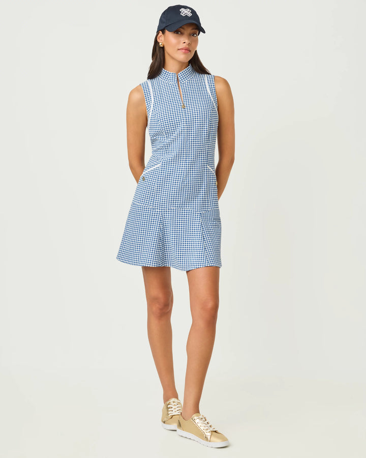 Kathy Flounce Dress (Starlight Navy Mini Performance Gingham)