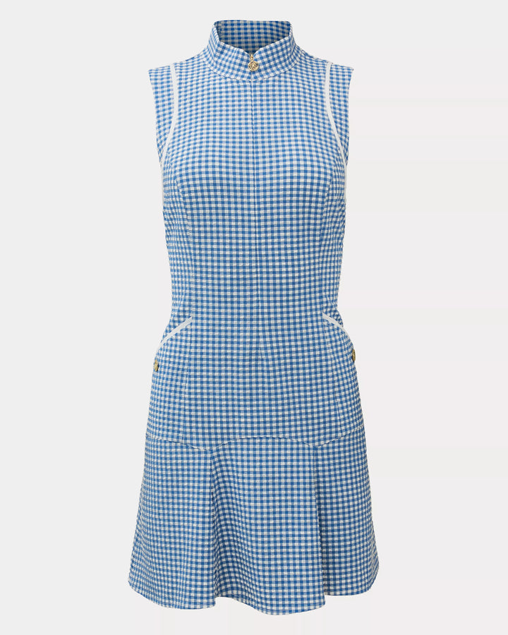 Kathy Flounce Dress (Starlight Navy Mini Performance Gingham)