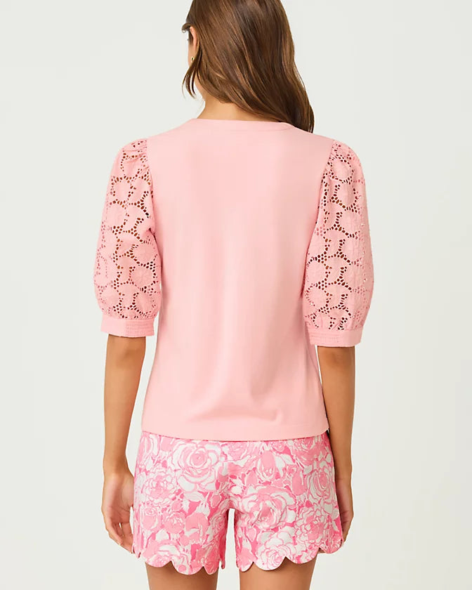 Ronson Eyelet Knit Top (Pink Muse)