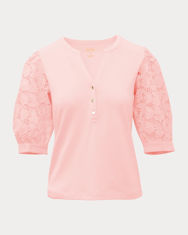 Ronson Eyelet Knit Top (Pink Muse)
