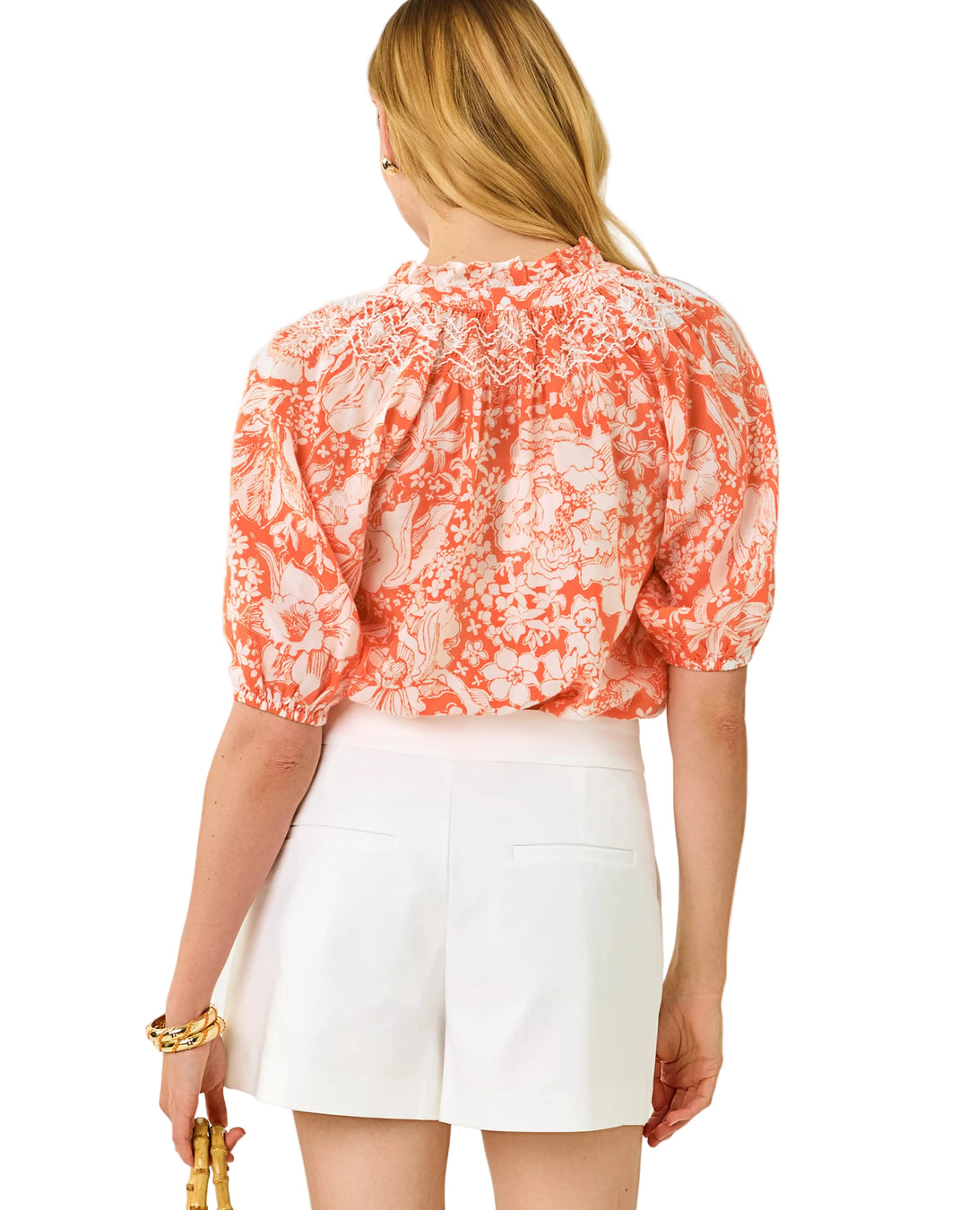 Lourdes Short Sleeve Top (Sunset Orange Budding Romance)
