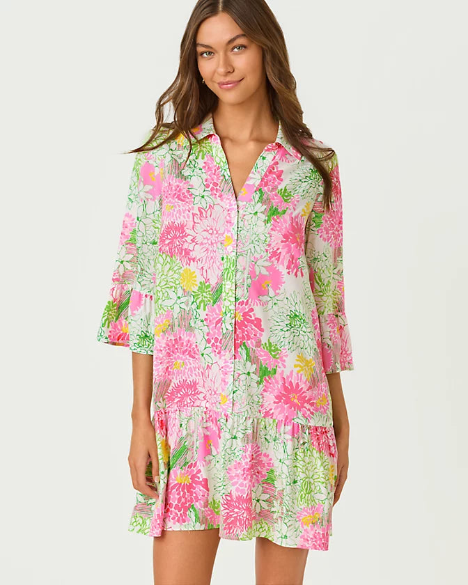 Rayanna Tunic Dress (Resort White Mum Patch)