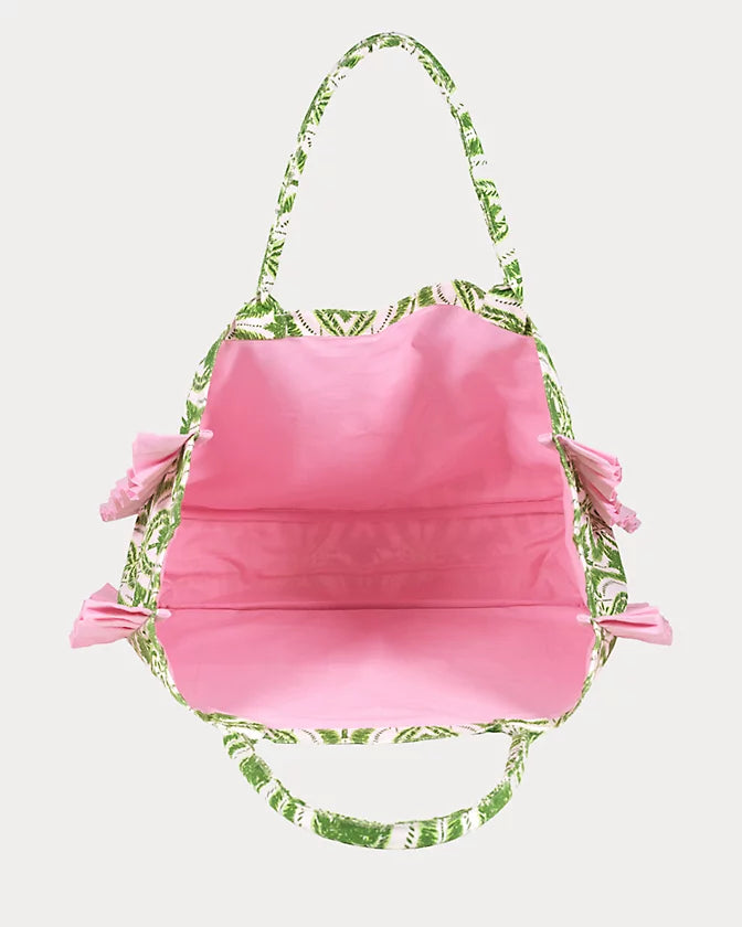 Ruffle Tote (Textured Palm Stripe)