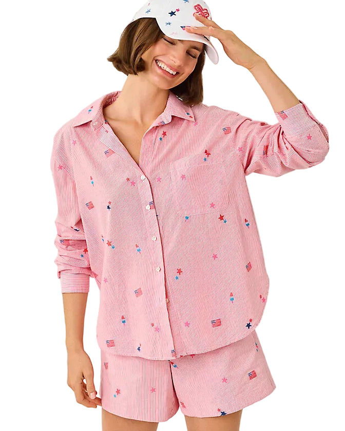 Bondi Button Down (Paradise Punch Its a 250th Celebration Stripe)
