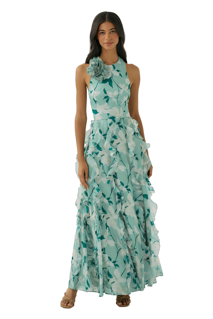 Loulou Dress (Green/Ivory)