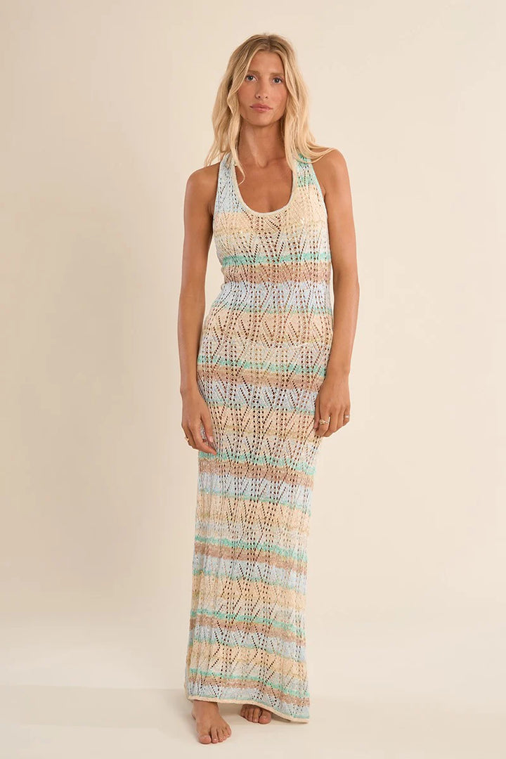 Long Strappy Beach Dress (Green/Blue)