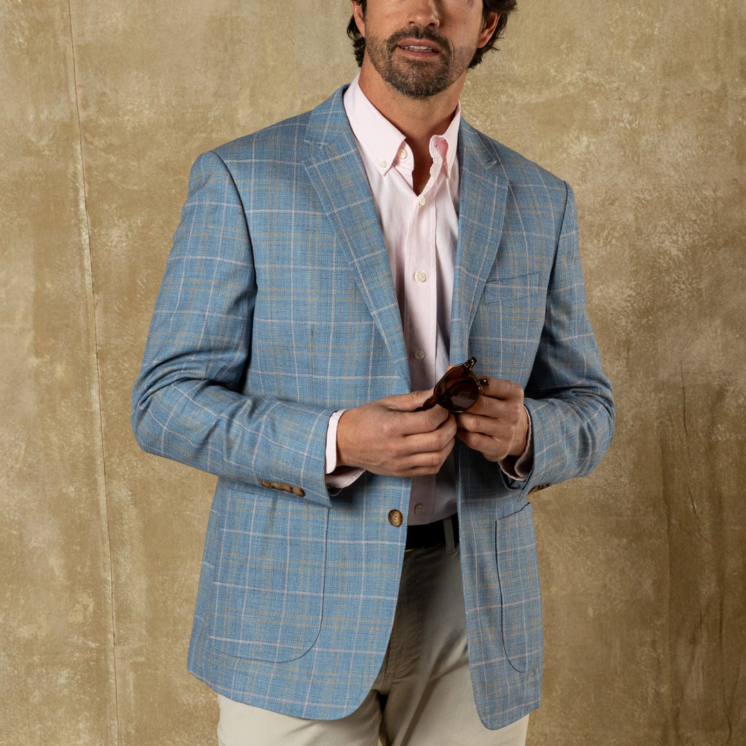 Bradner Plaid Sport Coat (Chambray Blue)
