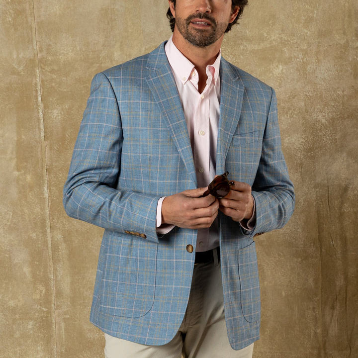 Bradner Plaid Sport Coat (Chambray Blue)