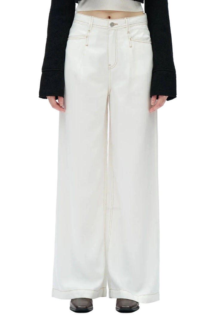High Rise Pleated Wide Leg (White)