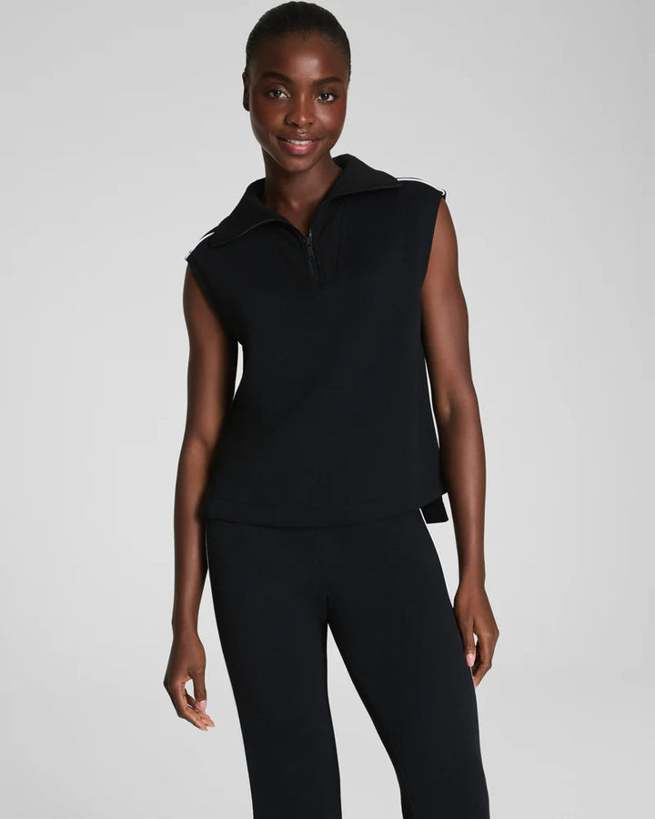 SPANX AirEssentials Pique Sleeveless Half Zip (Very Black)