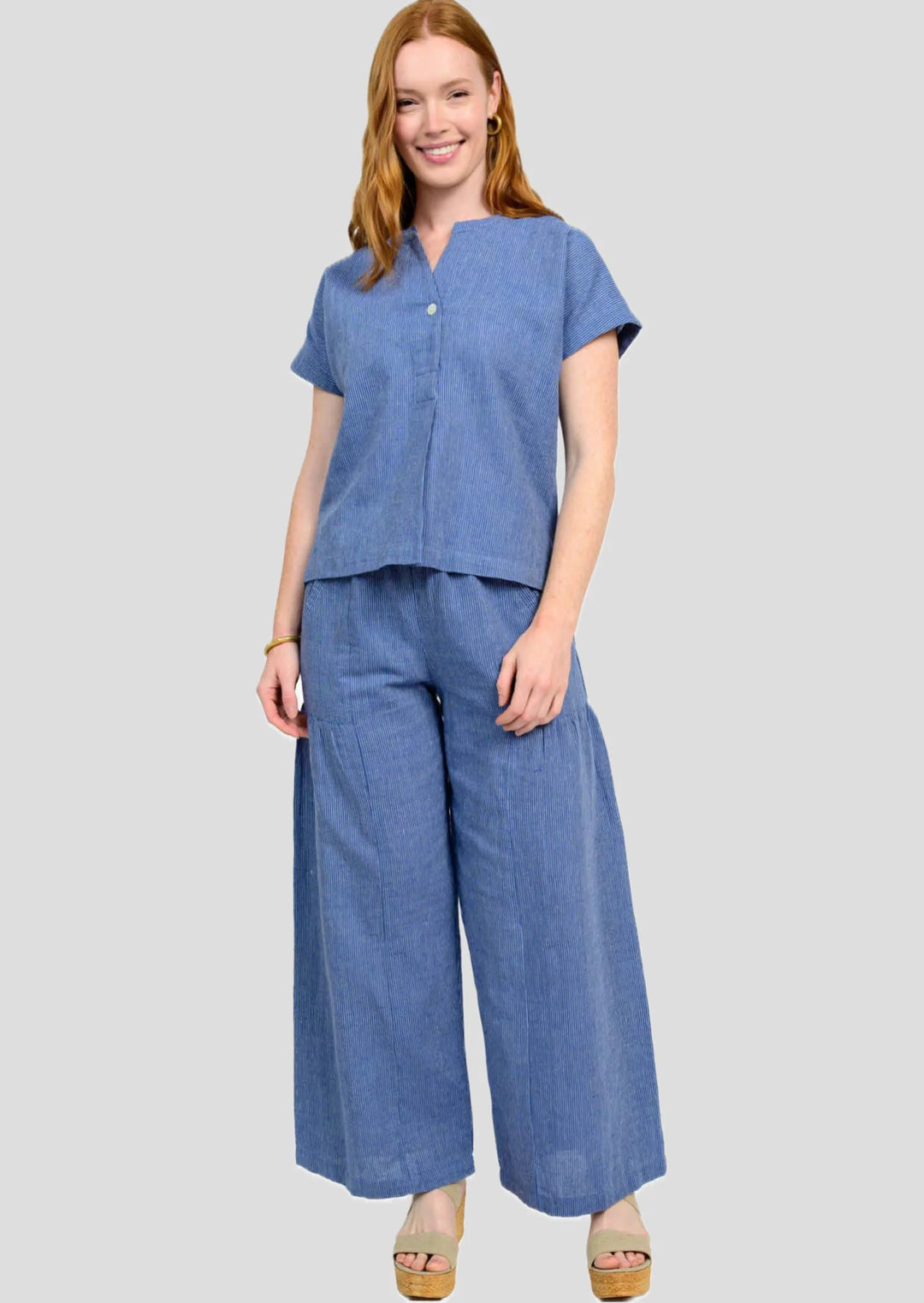Toile Popover Top (Blue)