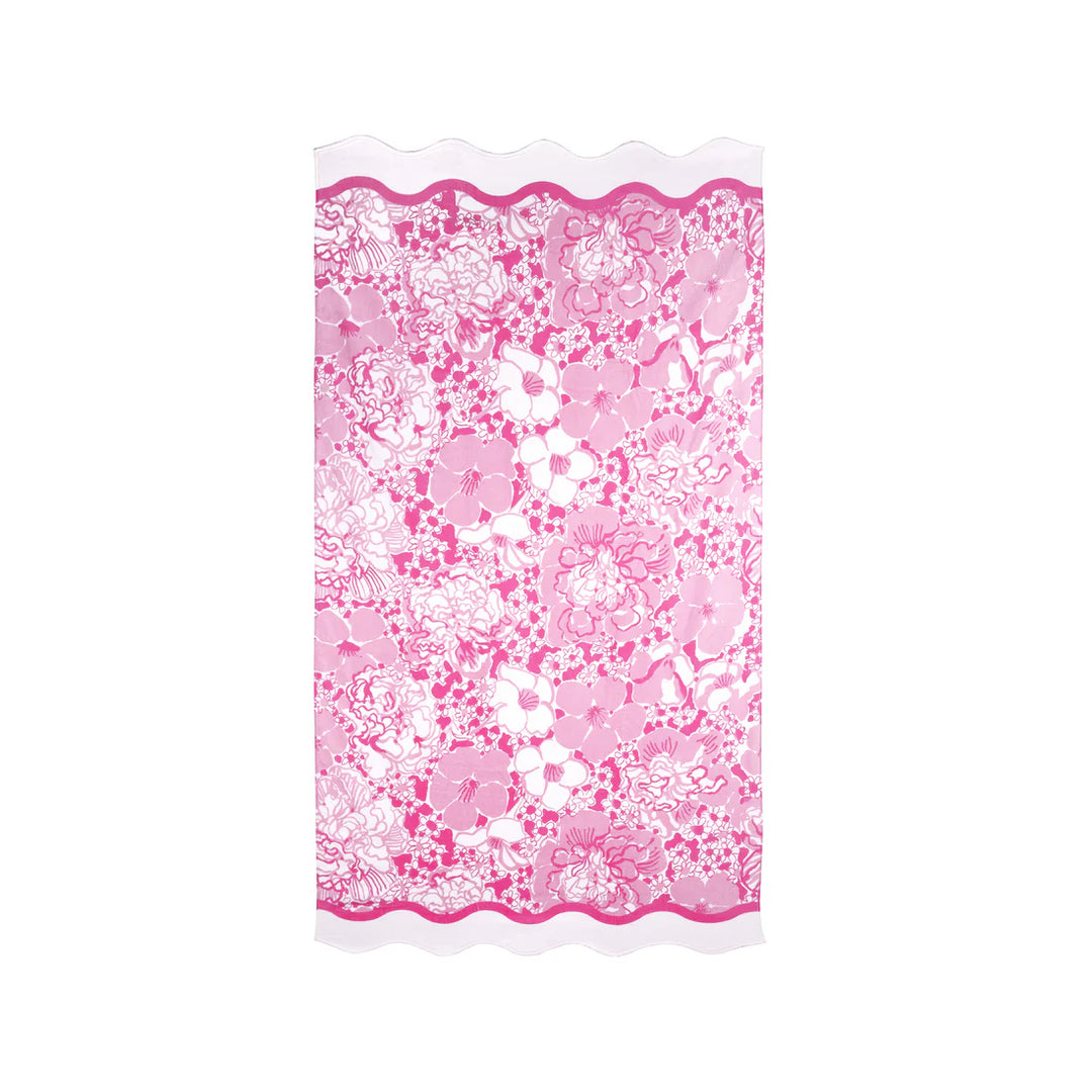 Scalloped Beach Towel (Conch Shell Pink Burst of Joy)