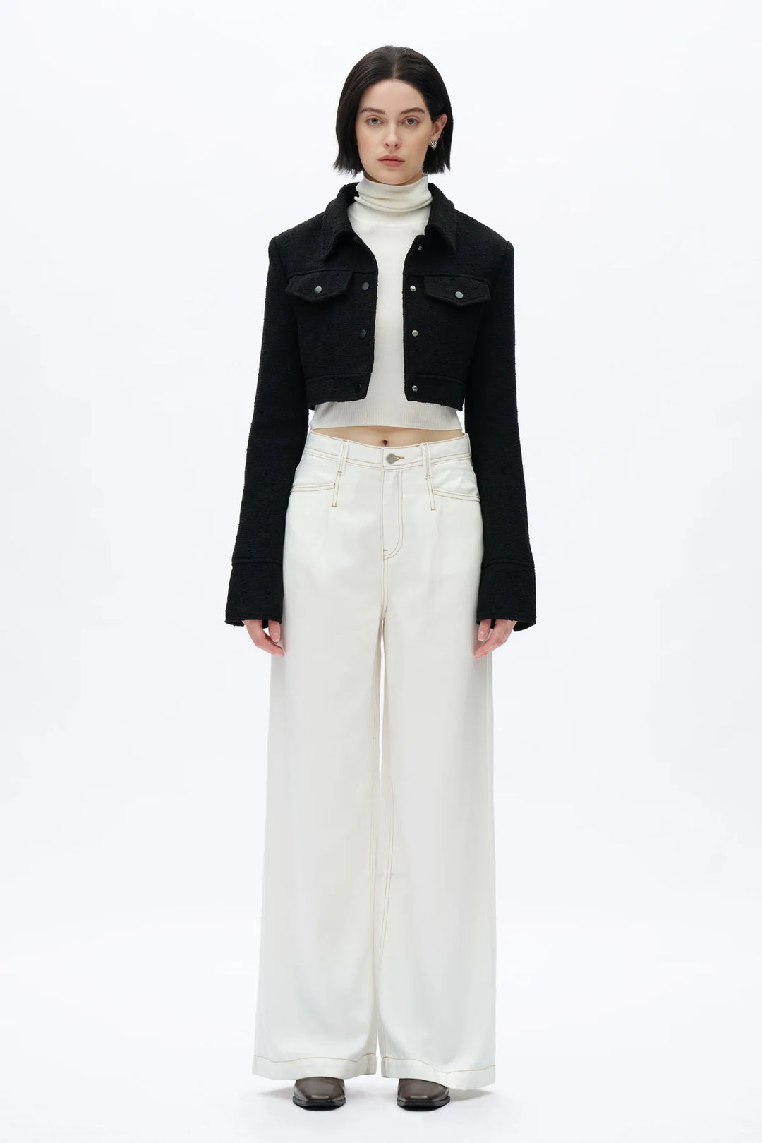 High Rise Pleated Wide Leg (White)