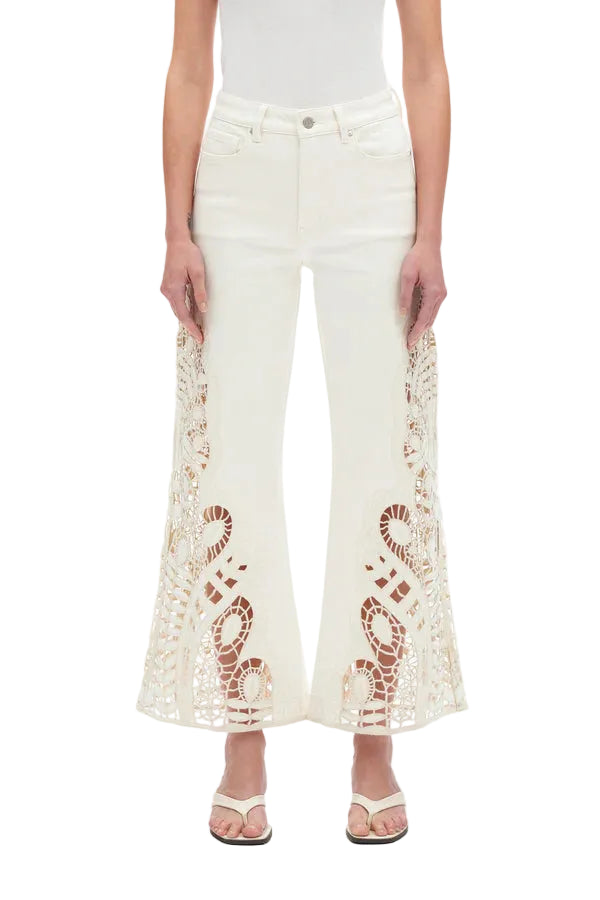 High Rise Lace Wide Leg (Beige)