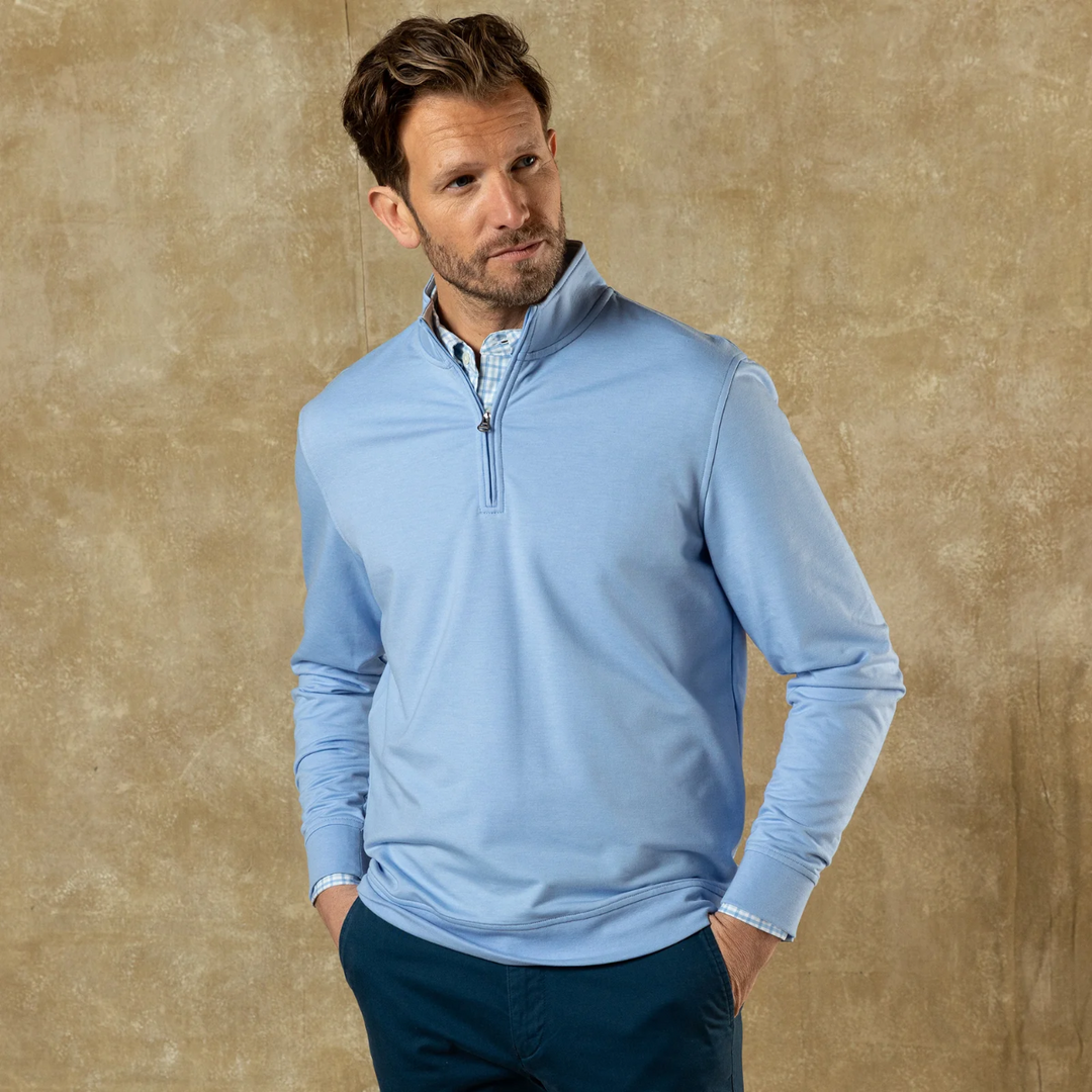 Dunmore Performance 1/4 Zip Pullover (Serenity Blue Heather)