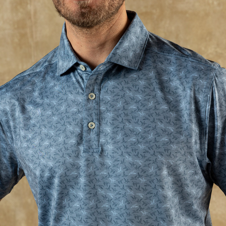 Wingbeat Long Drive Polo (Chambray Blue)