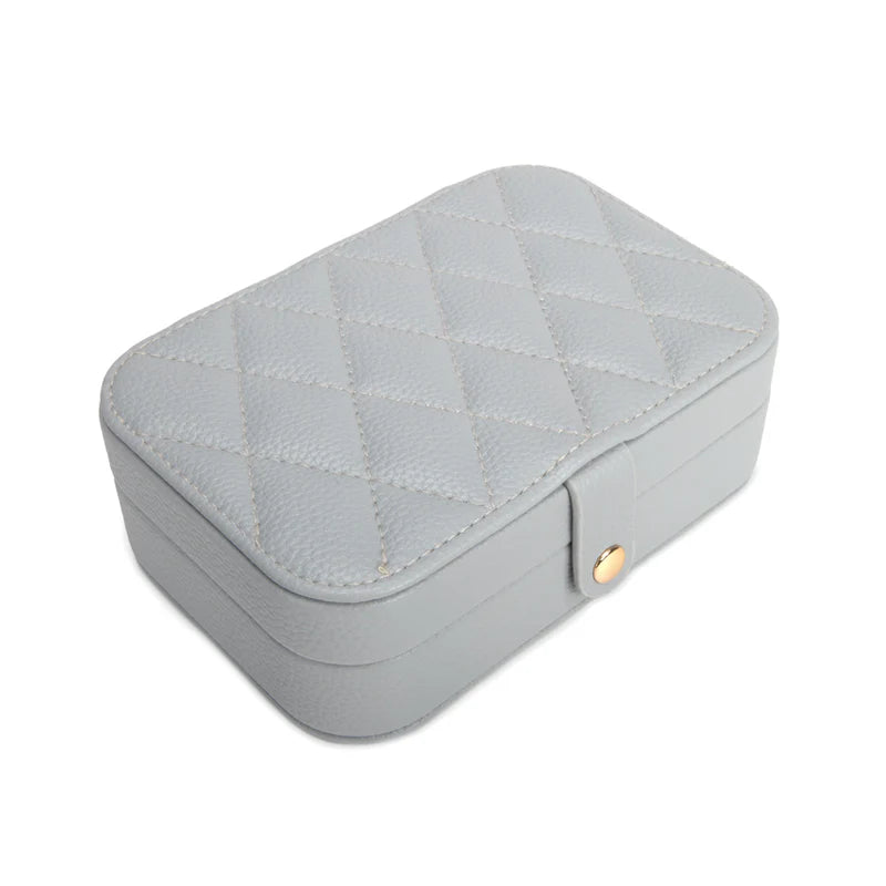 Leah Quilted Travel Jewelry Organizer (Light Grey)