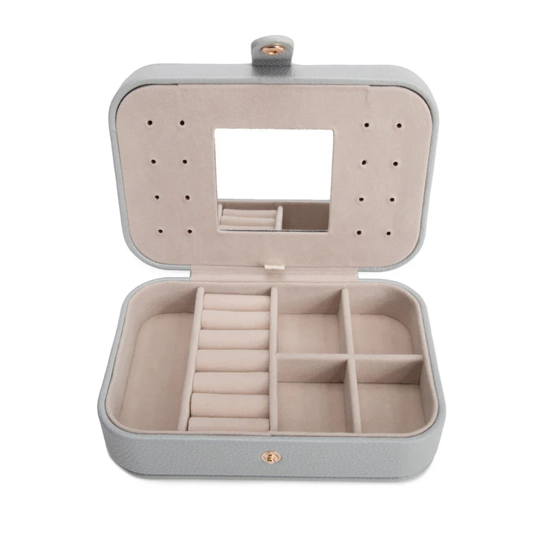 Leah Quilted Travel Jewelry Organizer (Light Grey)