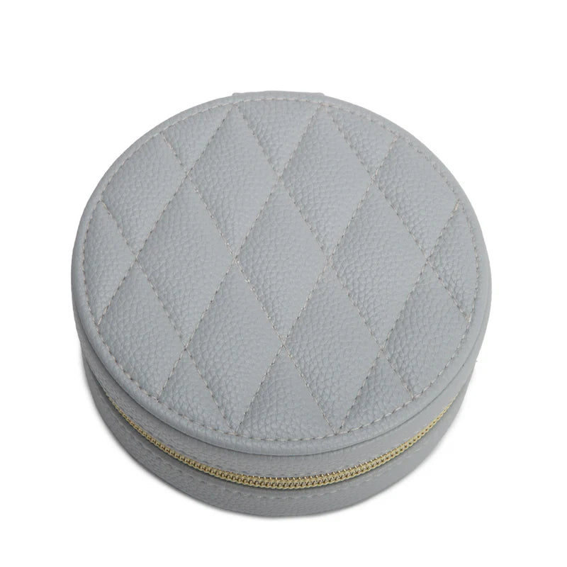 Leah Rectangle Travel Jewelry Case (Light Grey)