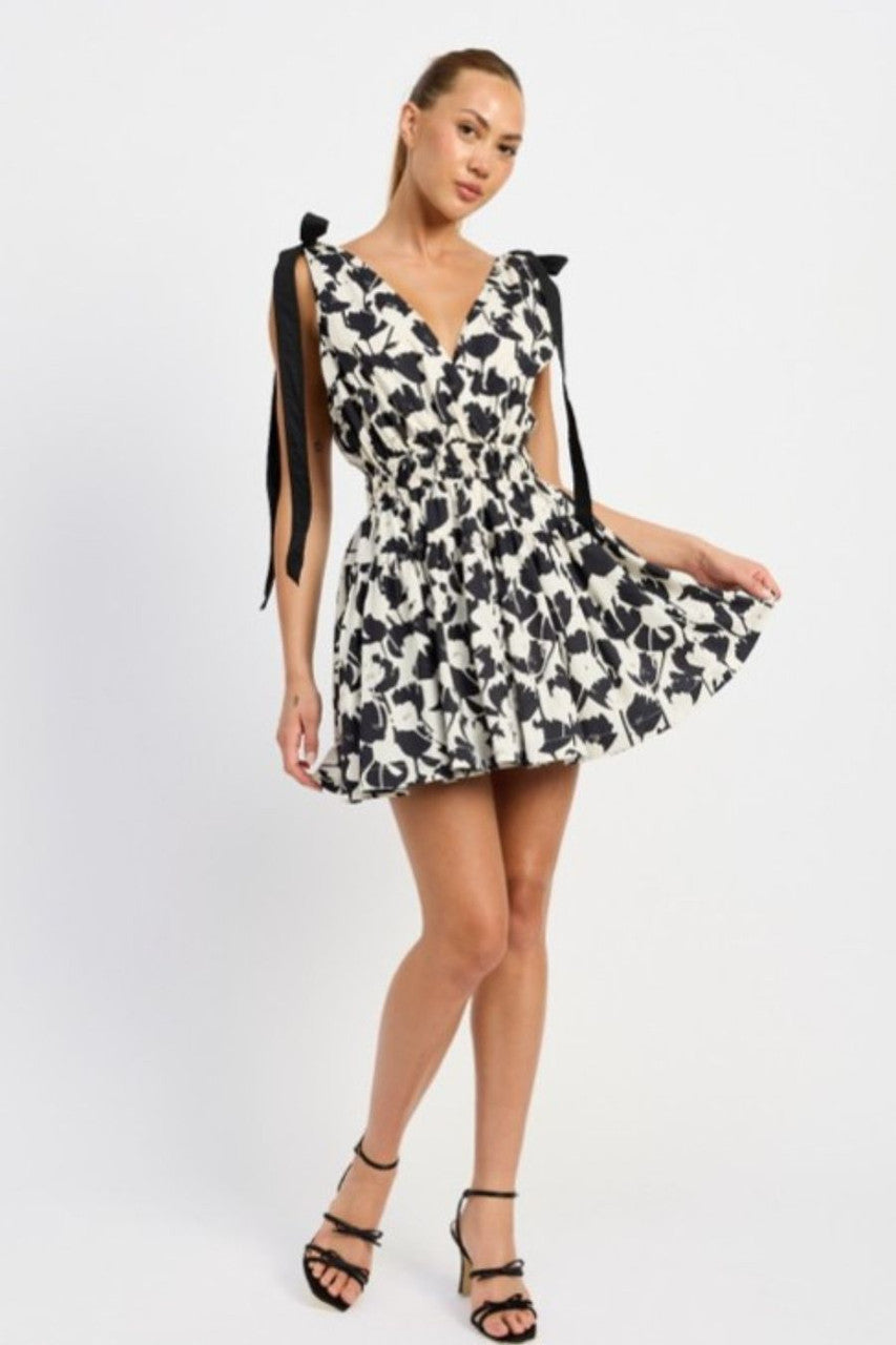 Laurel Mini Dress (Ivory/Black)