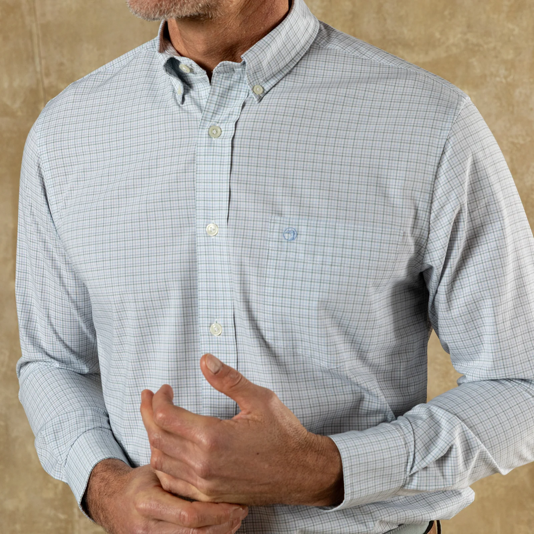 Perf Poplin Sport Shirt Joiner Plaid (Midnight Teal)