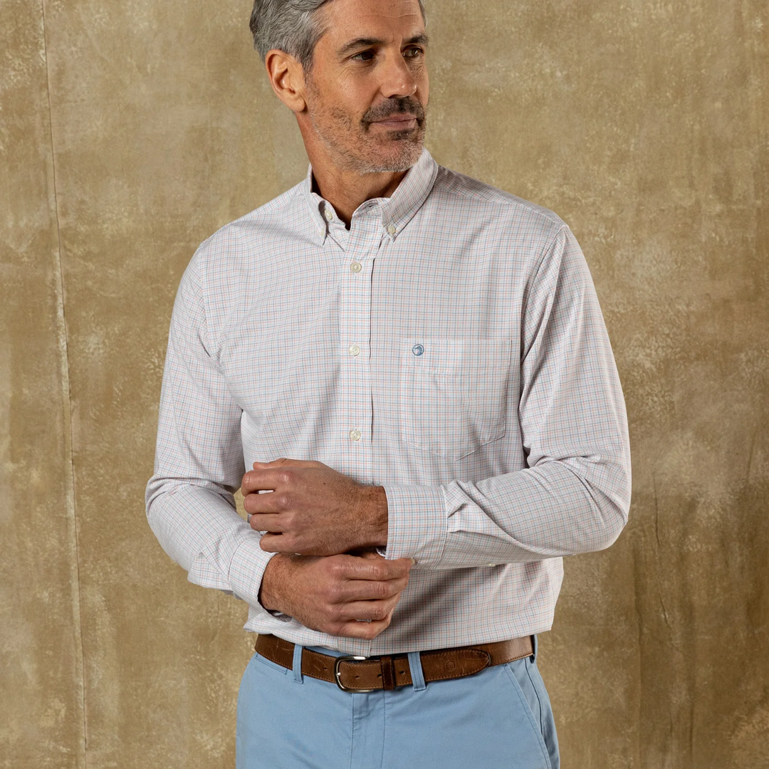 Performance Joiner Plaid Sport Shirt (Coral)