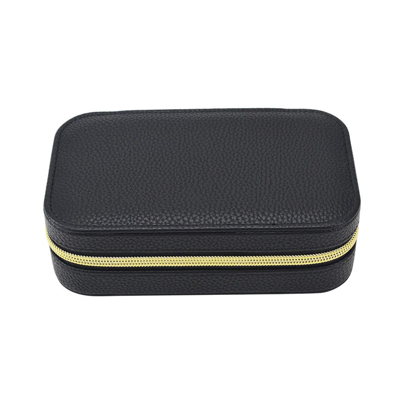 Leah Rectangle Travel Jewelry Case (Black)