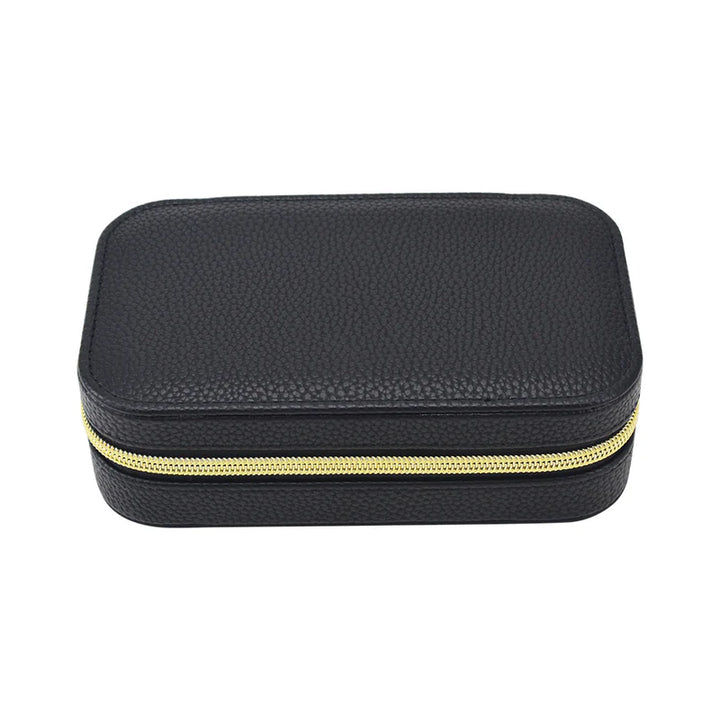 Leah Rectangle Travel Jewelry Case (Black)