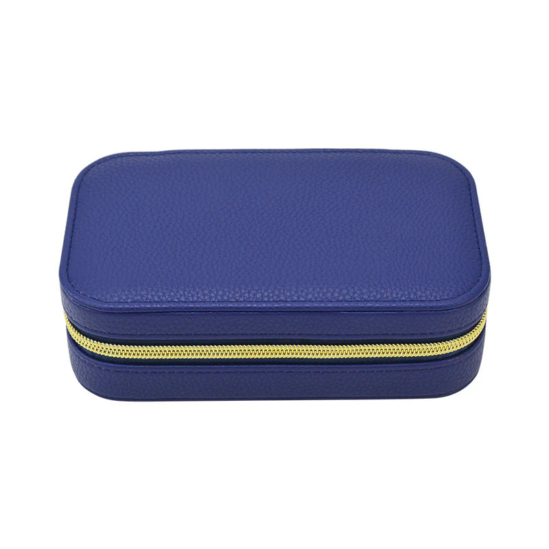 Leah Rectangle Travel Jewelry Case (Navy)