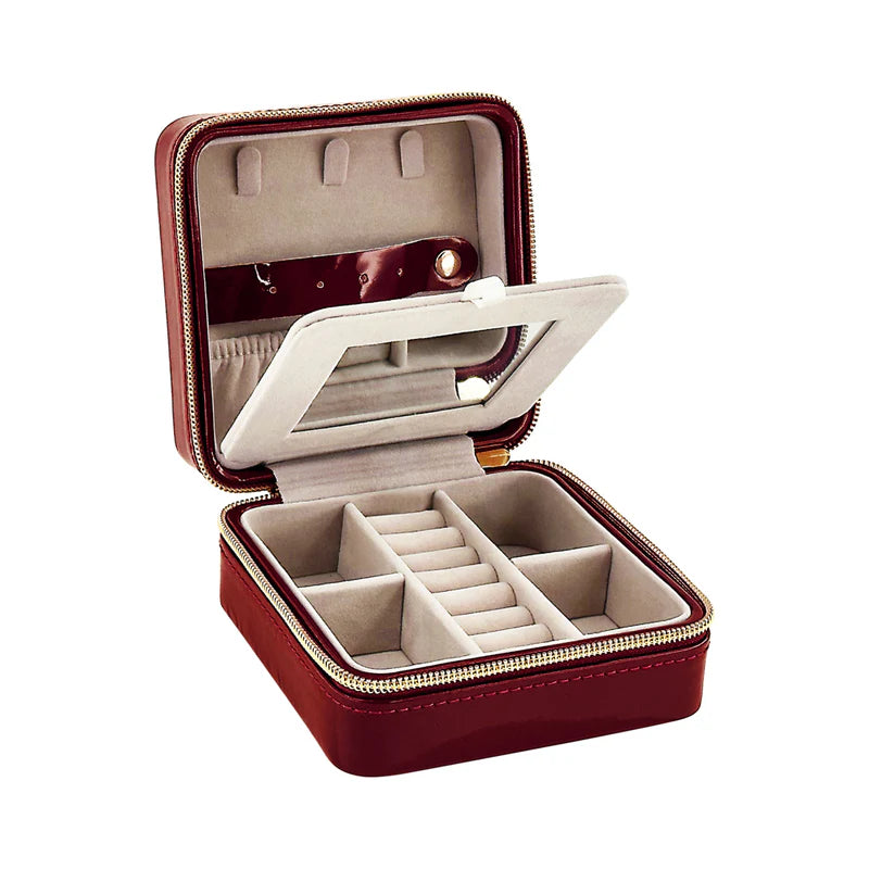 Pearl Travel Jewelry Case (Red)