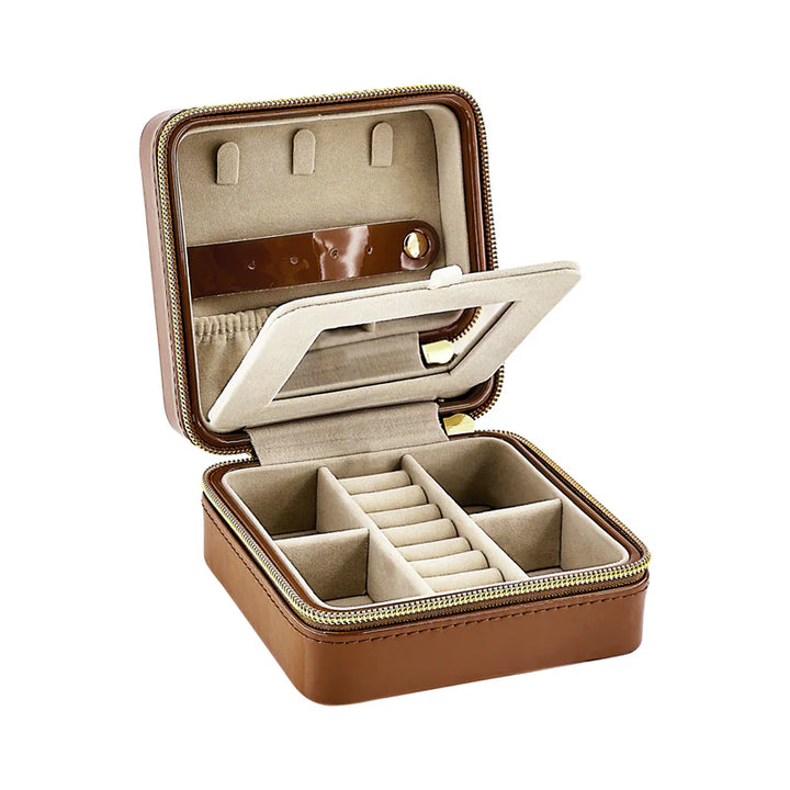 Pearl Travel Jewelry Case (Saddle)